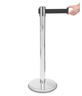 Vymedzovací stĺpik Premium chrom, čierna páska - bazar